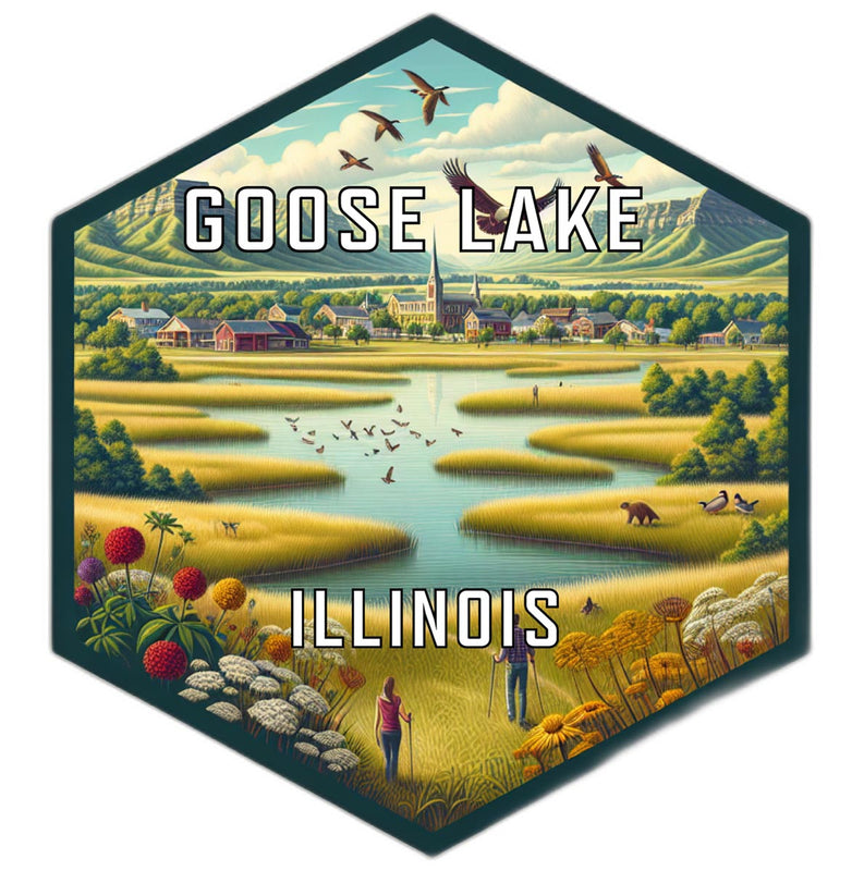 Goose Lake Illinois Souvenir Travel Destination Die Cut Hexagon Fridge Magnet 2-Inch