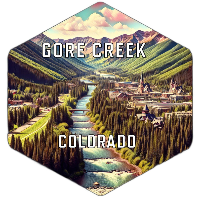 Gore Creek Colorado Souvenir Travel Destination Die Cut Hexagon Fridge Magnet 4-Inch