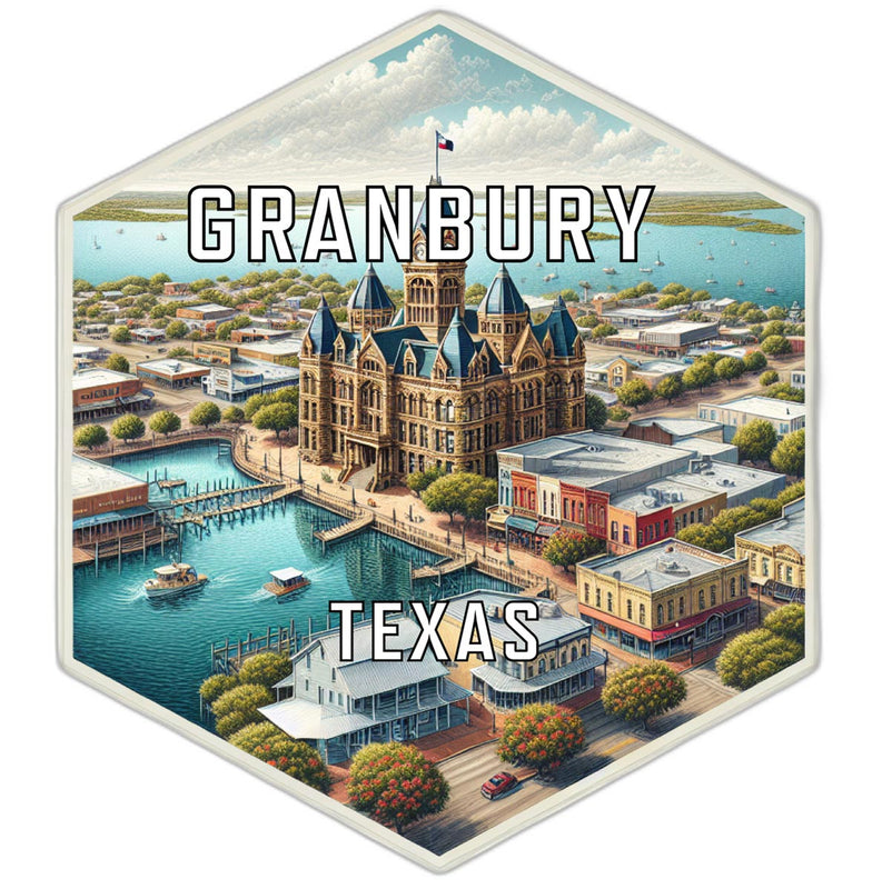 Granbury Texas Souvenir Travel Destination Die Cut Hexagon Fridge Magnet 2-Inch