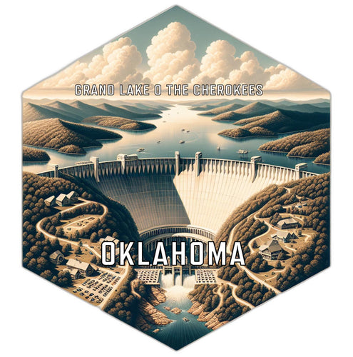 Grand Lake O The Cherokees Oklahoma Souvenir Travel Destination Die Cut Hexagon Fridge Magnet 2-Inch