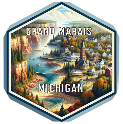 Grand Marais Michigan Travel Destination Souvenir Vinyl Decal Sticker 2-Inch