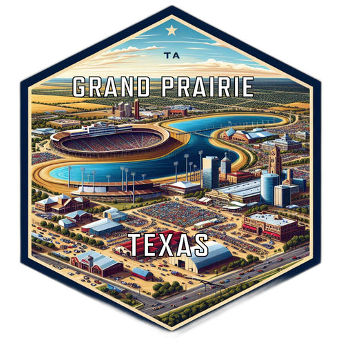 Grand Prairie Texas Souvenir Travel Destination Die Cut Hexagon Fridge Magnet 2-Inch