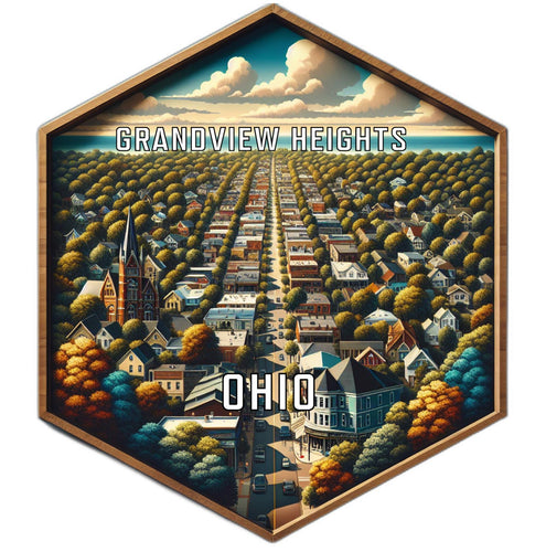Grandview Heights Ohio Souvenir Travel Destination Die Cut Hexagon Fridge Magnet 6-Inch