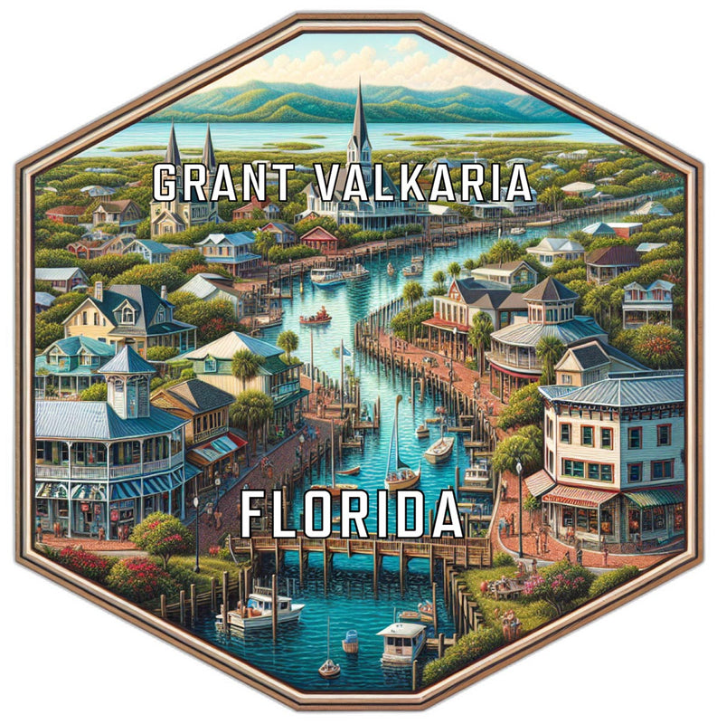 Grant Valkaria Florida Souvenir Travel Destination Die Cut Hexagon Fridge Magnet 2-Inch