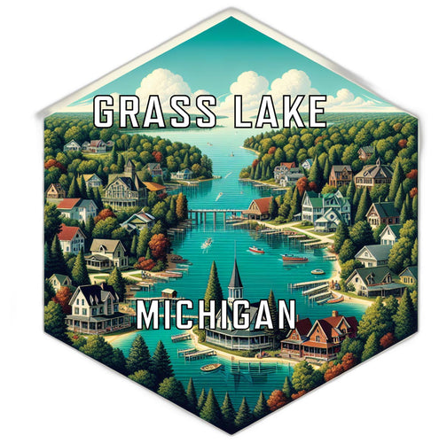Grass Lake Michigan Travel Destination Souvenir Vinyl Decal Sticker 4-Inch
