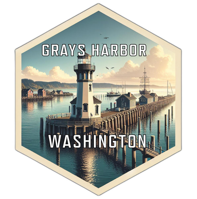 Grays Harbor Washington Souvenir Travel Destination Die Cut Hexagon Fridge Magnet 2-Inch