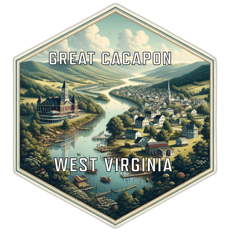 Great Cacapon West Virginia Souvenir Travel Destination Die Cut Hexagon Fridge Magnet 6-Inch