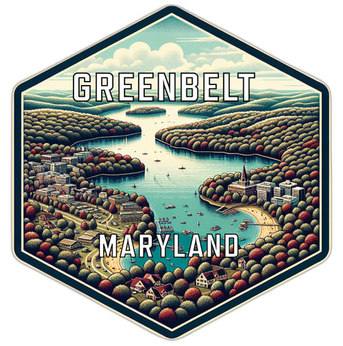 Greenbelt Maryland Souvenir Travel Destination Die Cut Hexagon Fridge Magnet 2-Inch