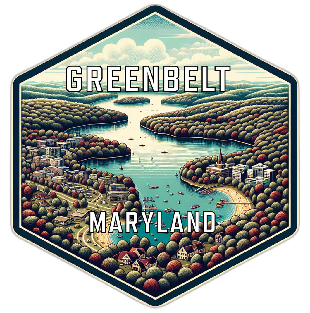 Greenbelt Maryland Souvenir Travel Destination Die Cut Hexagon Fridge Magnet 2-Inch