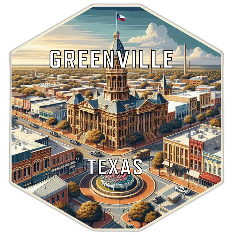 Greenville Texas Souvenir Travel Destination Die Cut Hexagon Fridge Magnet 6-Inch