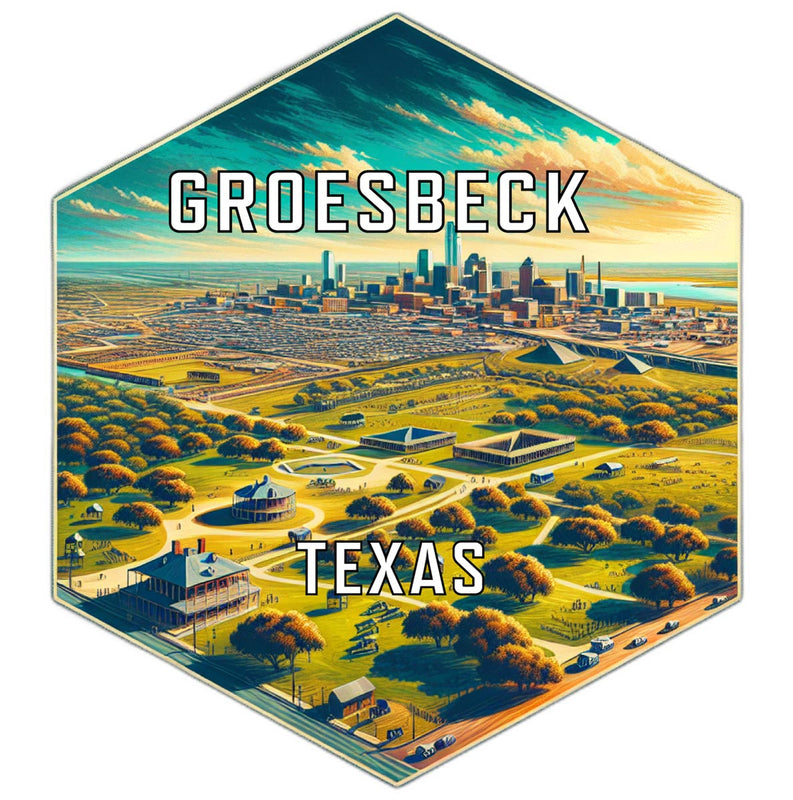 Groesbeck Texas Souvenir Travel Destination Die Cut Hexagon Fridge Magnet 4-Inch