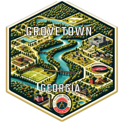 Grovetown Georgia Souvenir Travel Destination Die Cut Hexagon Fridge Magnet 6-Inch