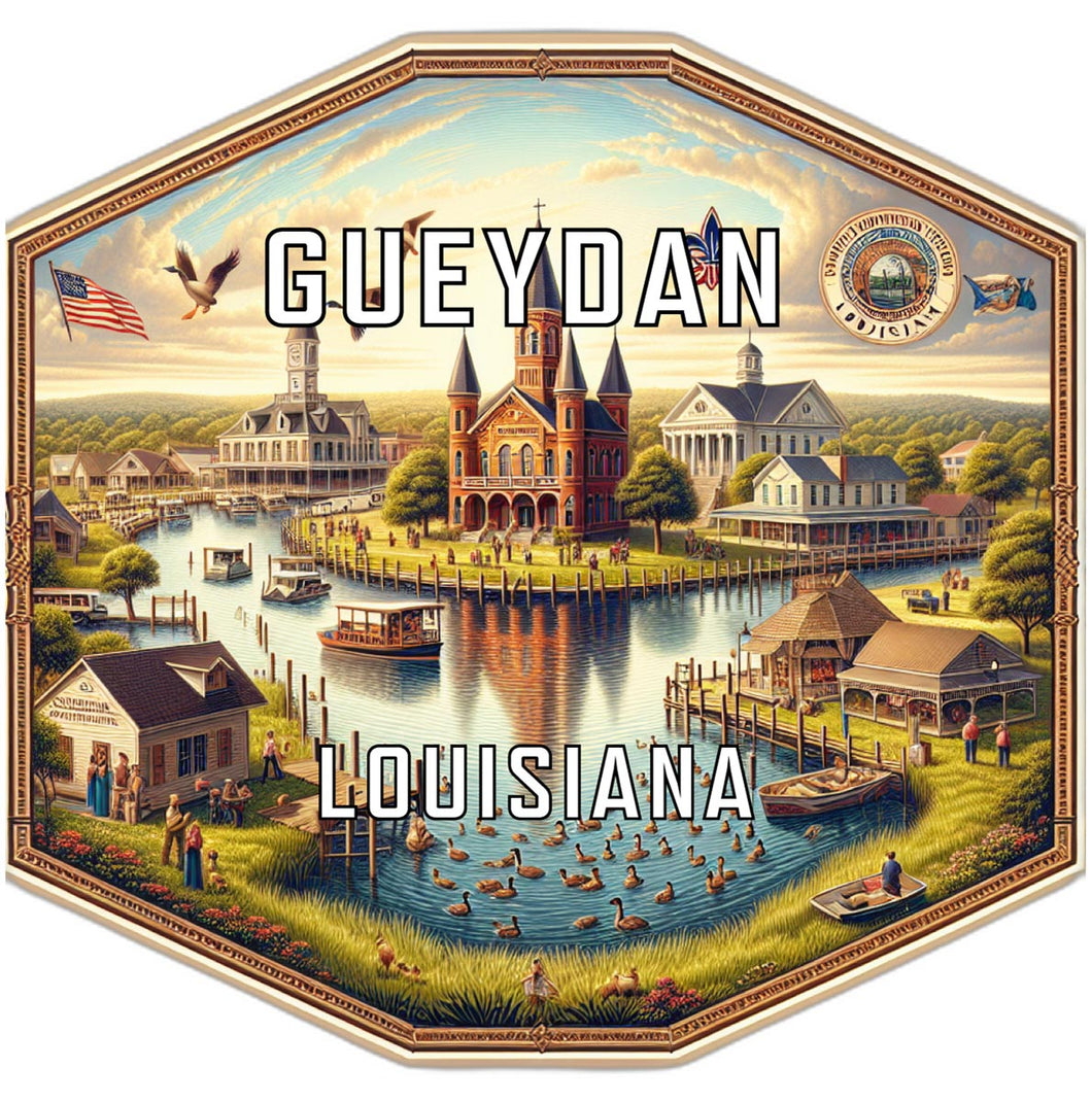 Gueydan Louisiana Souvenir Travel Destination Die Cut Hexagon Fridge Magnet 2-Inch