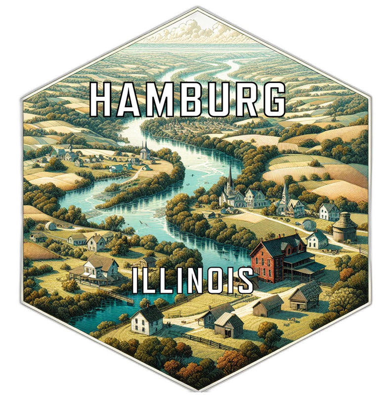 Hamburg Illinois Souvenir Travel Destination Die Cut Hexagon Fridge Magnet 2-Inch