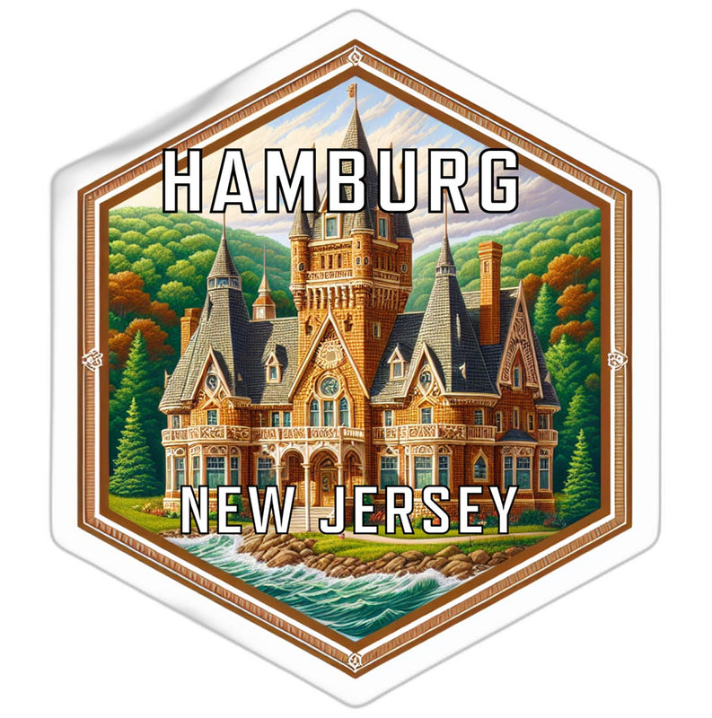 Hamburg New Jersey Souvenir Travel Destination Die Cut Hexagon Fridge Magnet 2-Inch