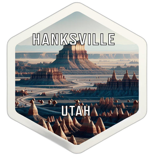 Hanksville Utah Souvenir Travel Destination Die Cut Hexagon Fridge Magnet 2-Inch