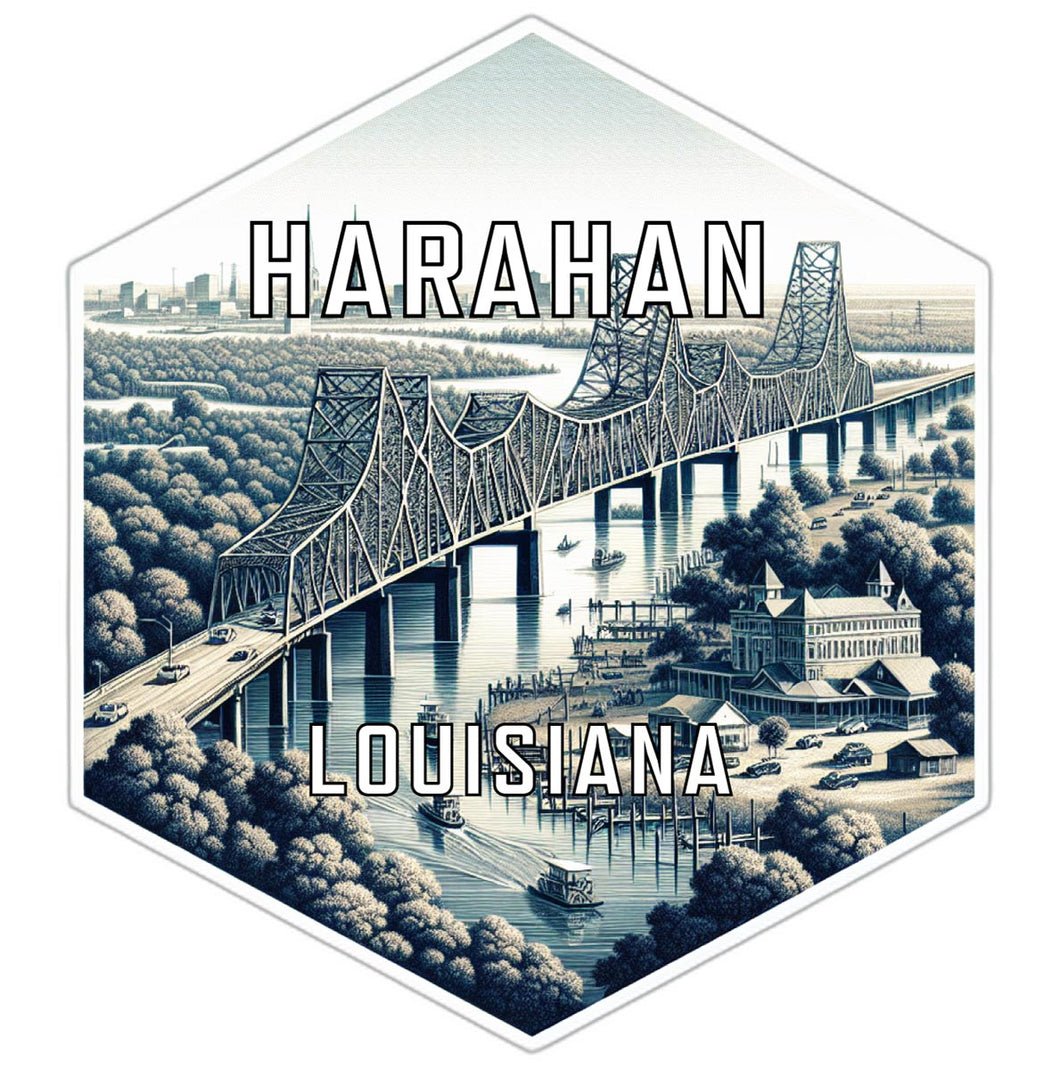Harahan Louisiana Souvenir Travel Destination Die Cut Hexagon Fridge Magnet 6-Inch
