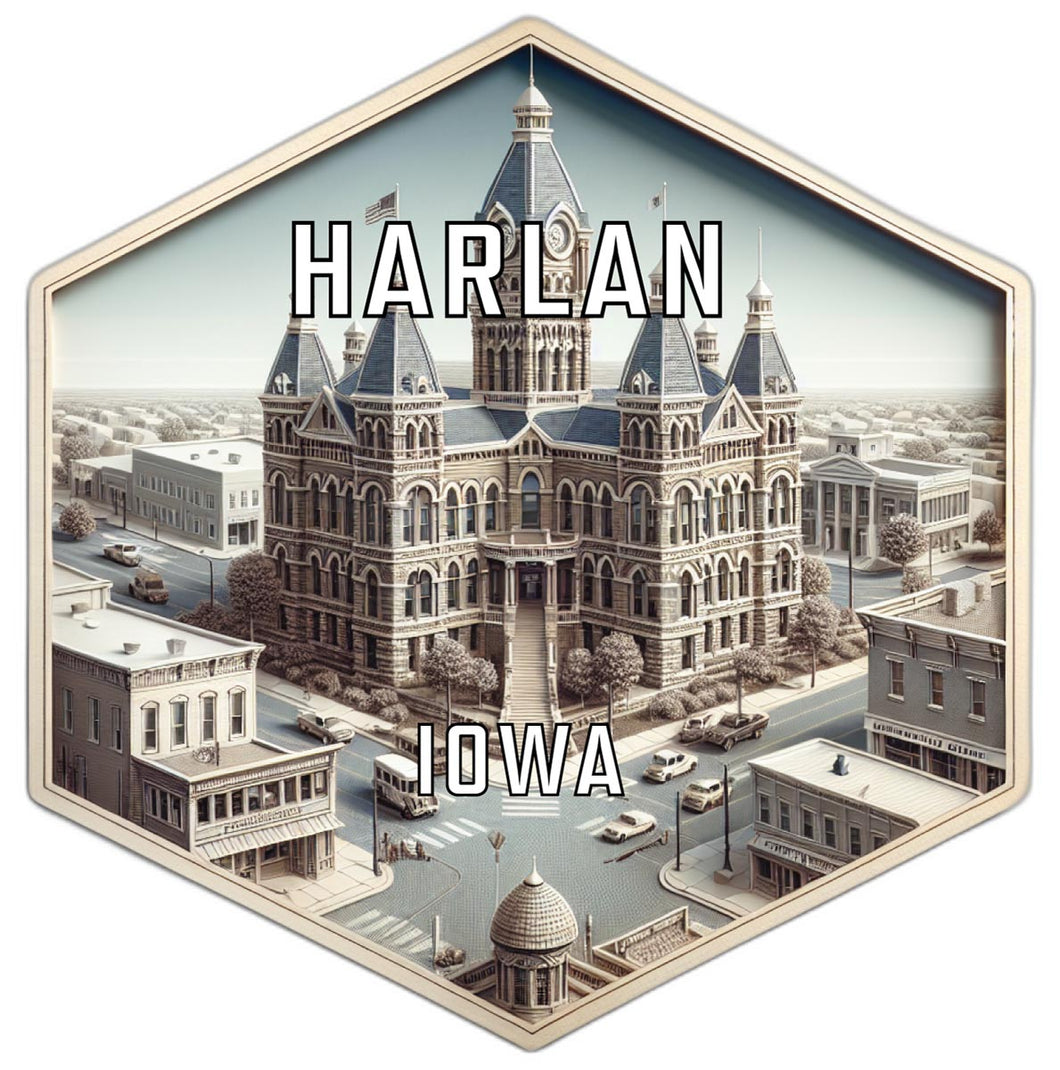Harlan Iowa Souvenir Travel Destination Die Cut Hexagon Fridge Magnet 2-Inch