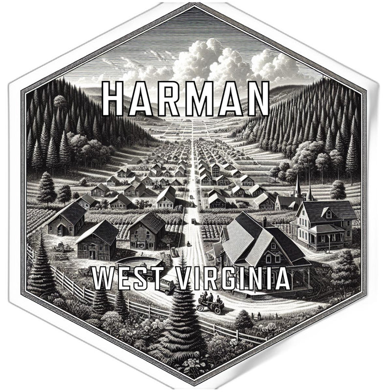 Harman West Virginia Souvenir Travel Destination Die Cut Hexagon Fridge Magnet 2-Inch