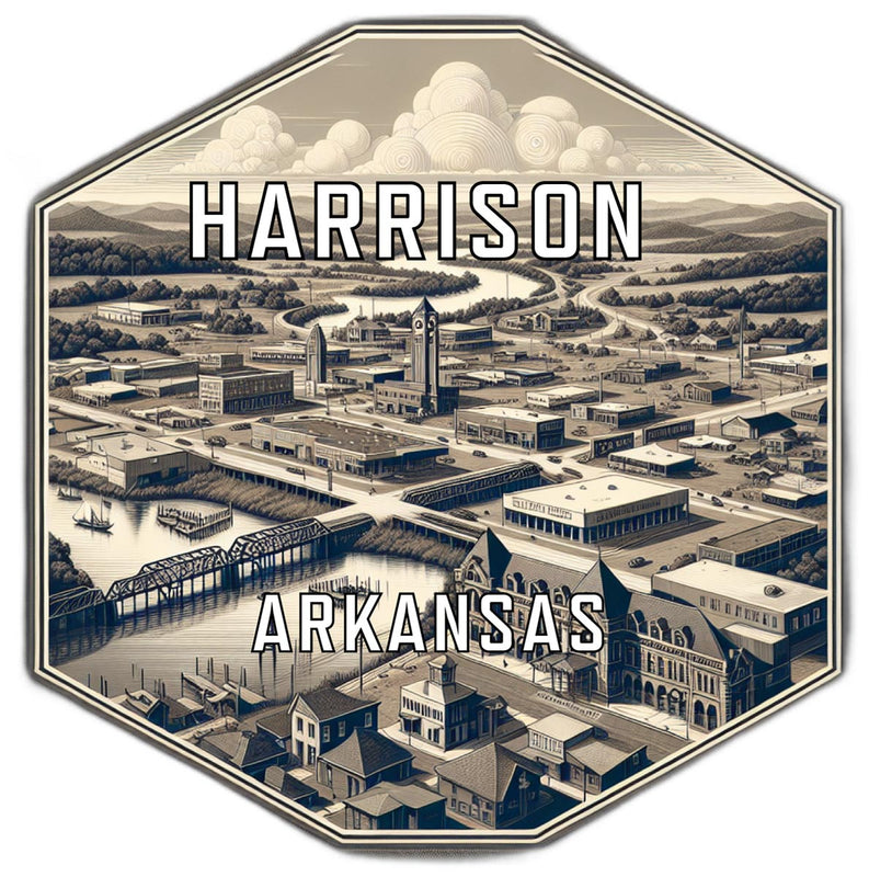 Harrison Arkansas Souvenir Travel Destination Die Cut Hexagon Fridge Magnet 2-Inch