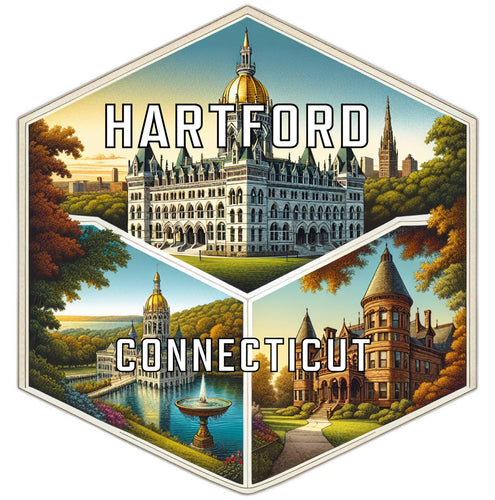 Hartford Connecticut Travel Destination Souvenir Vinyl Decal Sticker 4-Inch