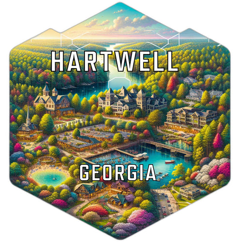 Hartwell Georgia Souvenir Travel Destination Die Cut Hexagon Fridge Magnet 2-Inch