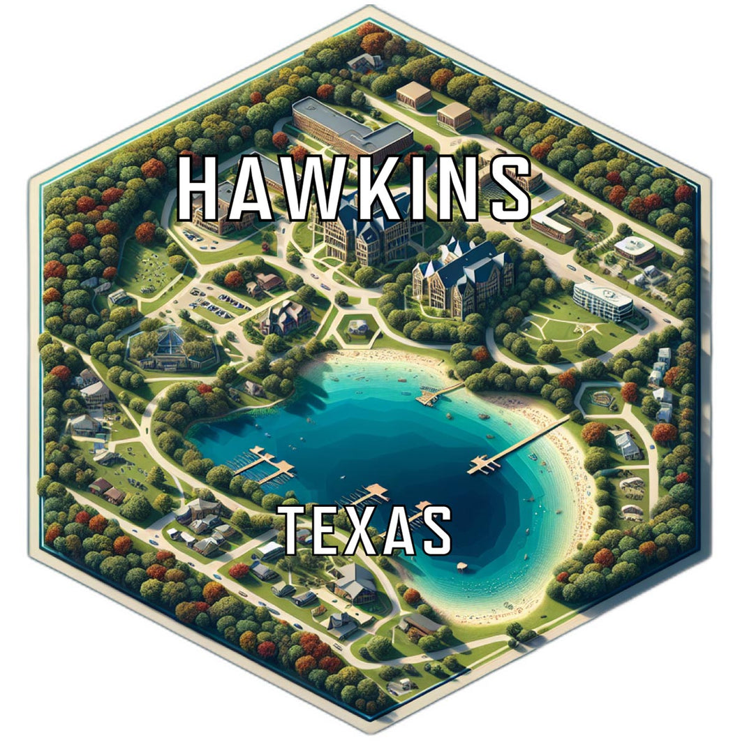 Hawkins Texas Souvenir Travel Destination Die Cut Hexagon Fridge Magnet 2-Inch
