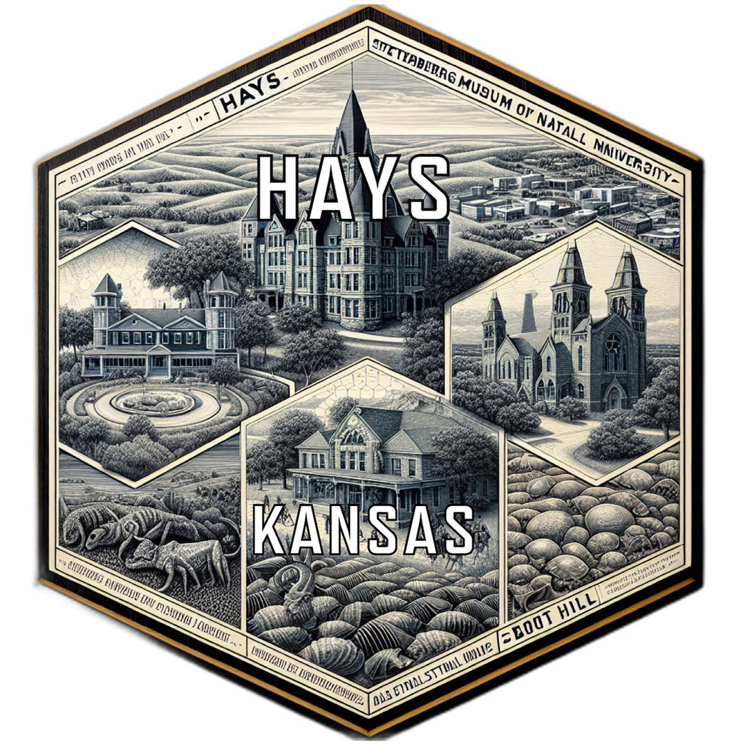 Hays Kansas Souvenir Travel Destination Die Cut Hexagon Fridge Magnet 2-Inch