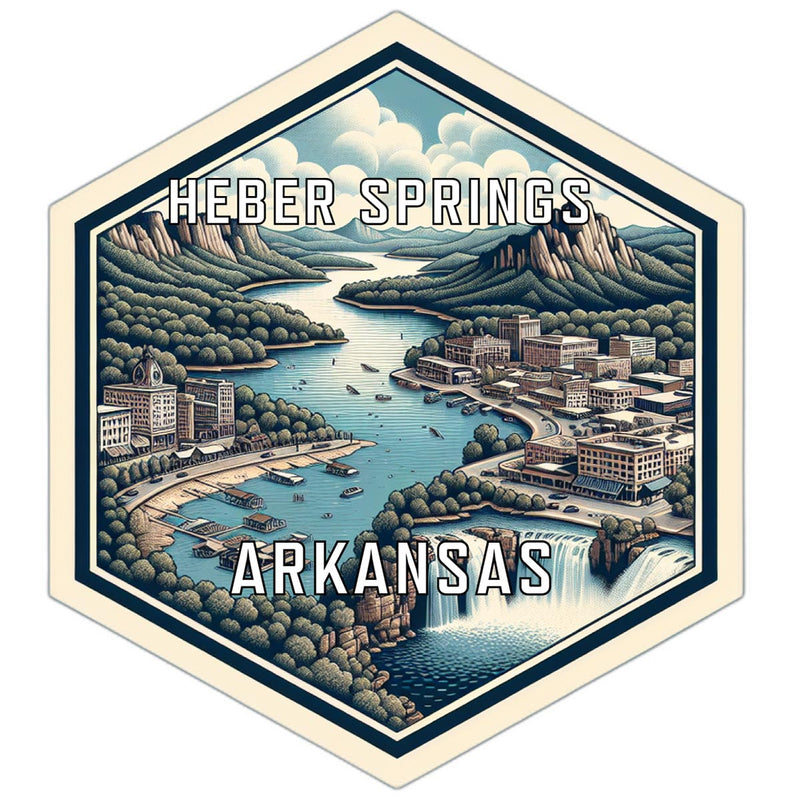 Heber Springs Arkansas Souvenir Travel Destination Die Cut Hexagon Fridge Magnet 2-Inch