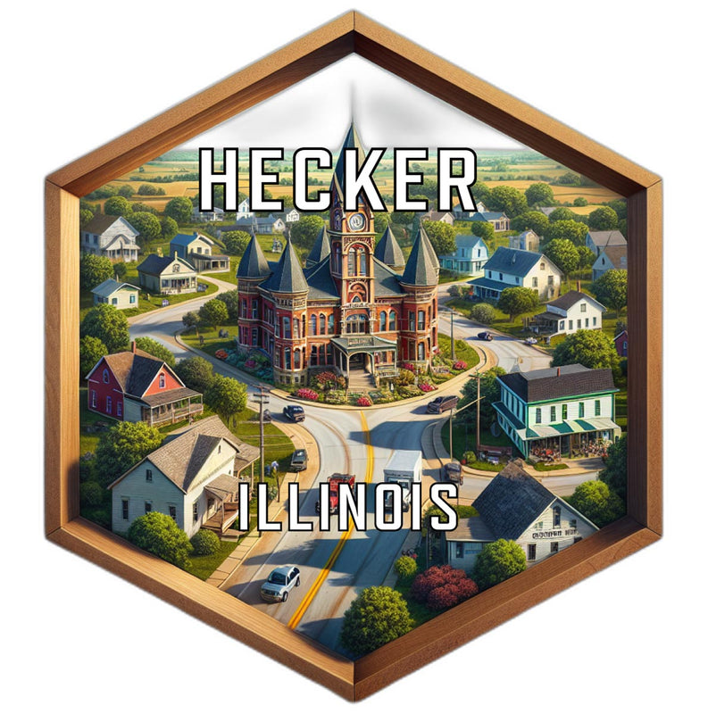 Hecker Illinois Souvenir Travel Destination Die Cut Hexagon Fridge Magnet 6-Inch