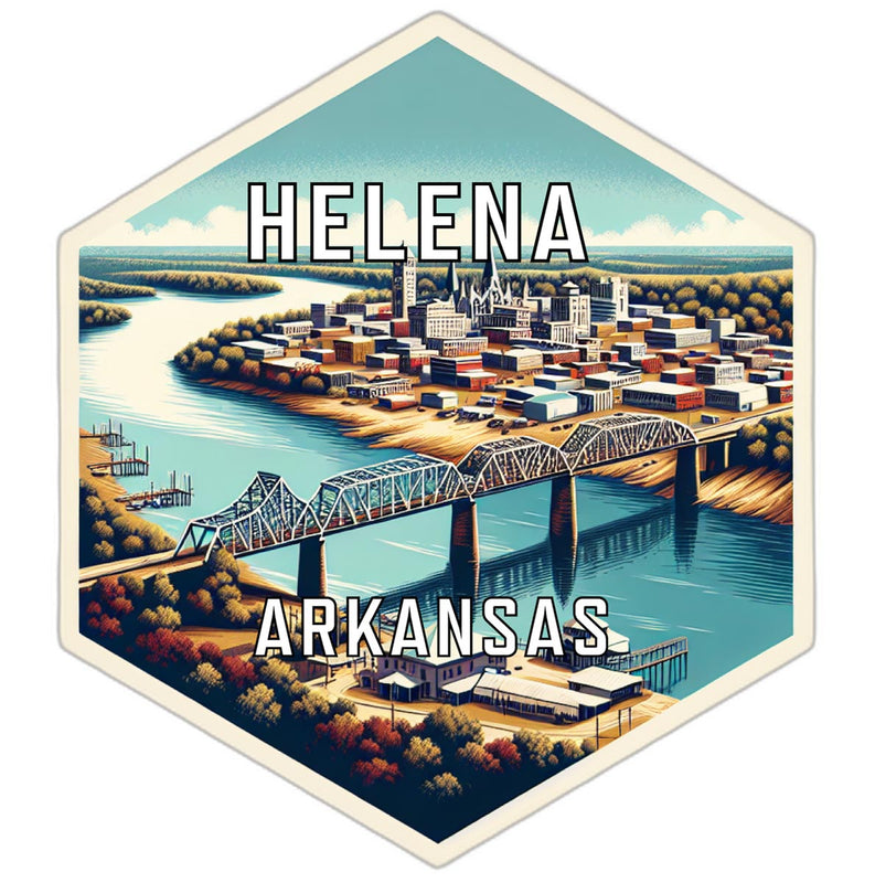 Helena Arkansas Souvenir Travel Destination Die Cut Hexagon Fridge Magnet 2-Inch