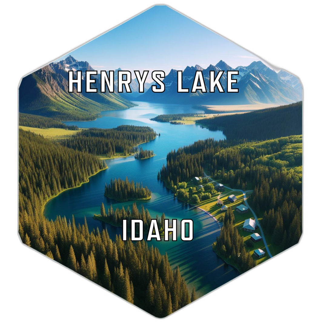 Henrys Lake Idaho Souvenir Travel Destination Die Cut Hexagon Fridge Magnet 2-Inch
