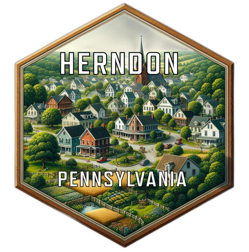 Herndon Pennsylvania Souvenir Travel Destination Die Cut Hexagon Fridge Magnet 6-Inch