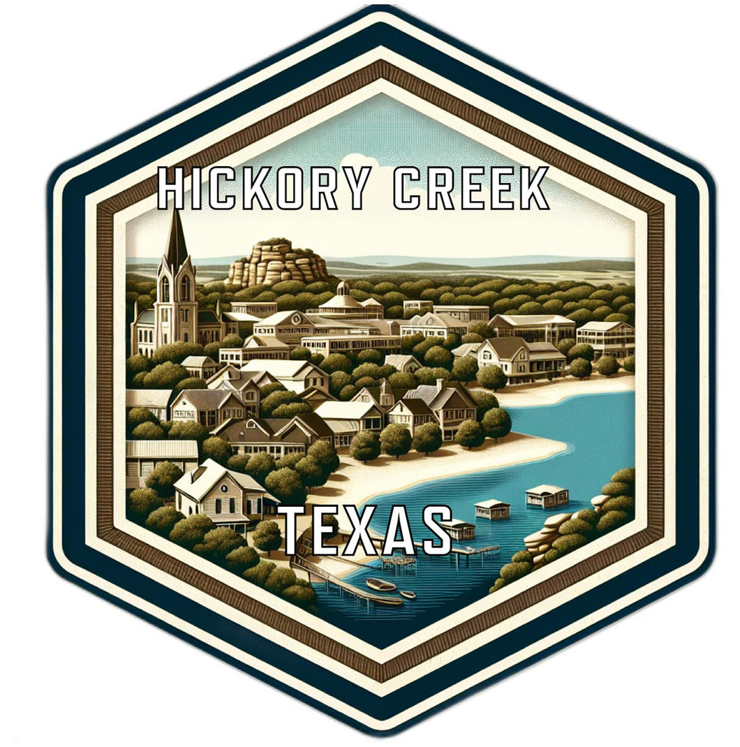 Hickory Creek Texas Souvenir Travel Destination Die Cut Hexagon Fridge Magnet 2-Inch