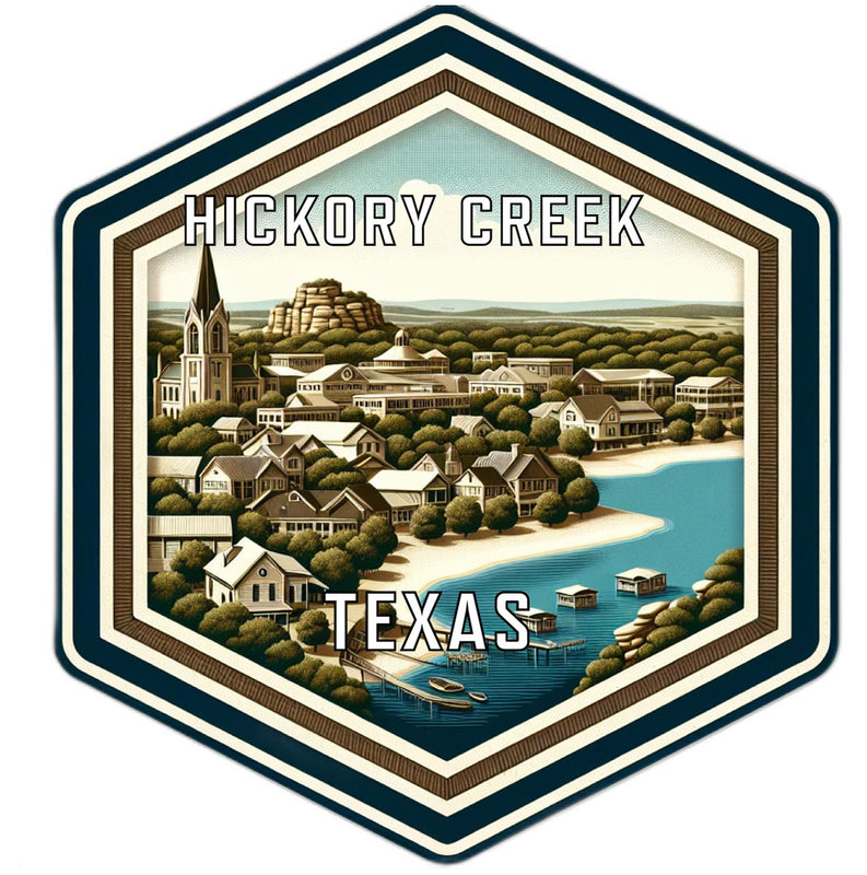 Hickory Creek Texas Souvenir Travel Destination Die Cut Hexagon Fridge Magnet 2-Inch