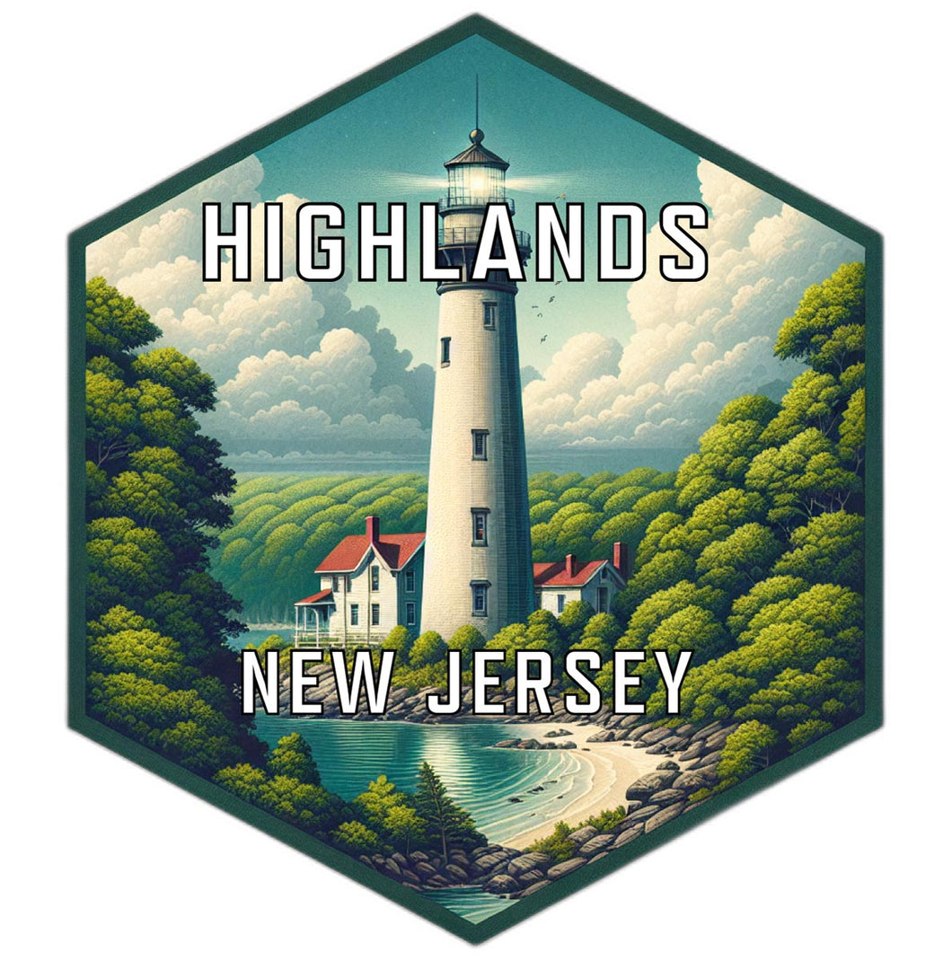 Highlands New Jersey Souvenir Travel Destination Die Cut Hexagon Fridge Magnet 2-Inch