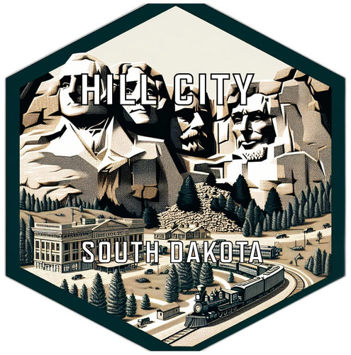 Hill City South Dakota Souvenir Travel Destination Die Cut Hexagon Fridge Magnet 4-Inch