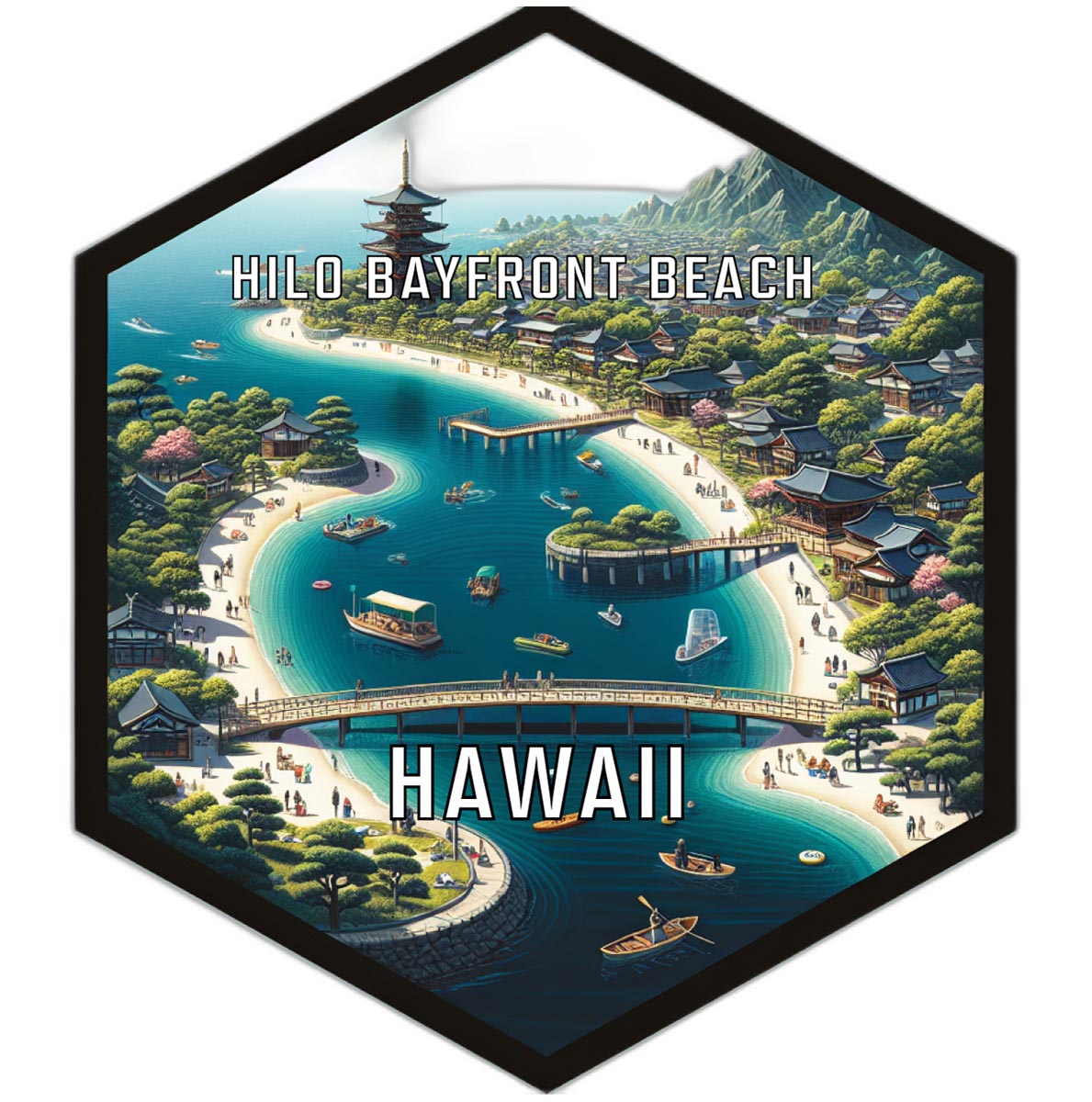 Hilo Bayfront Beach Hawaii Travel Destination Souvenir Vinyl Decal ...