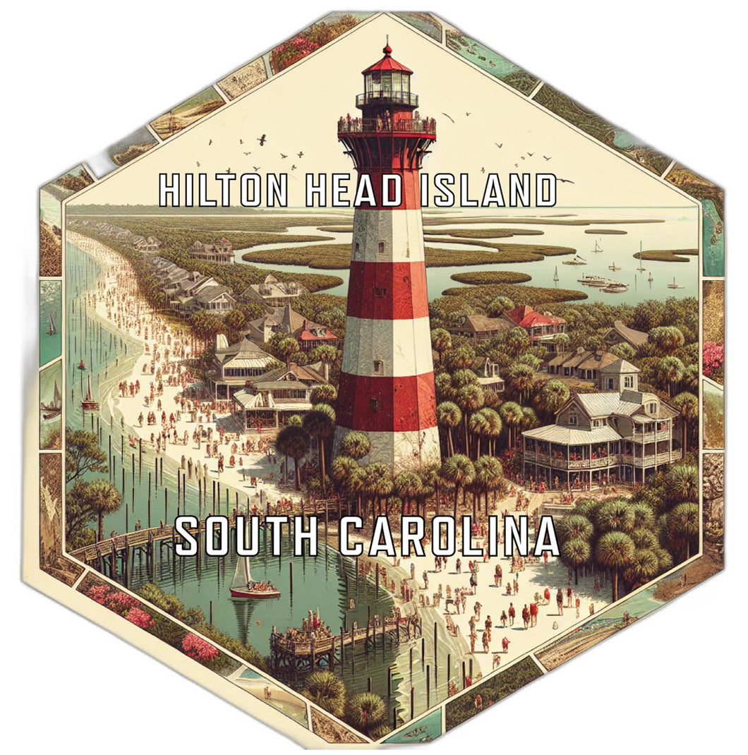 Hilton Head Island South Carolina Souvenir Travel Destination Die Cut Hexagon Fridge Magnet 2-Inch