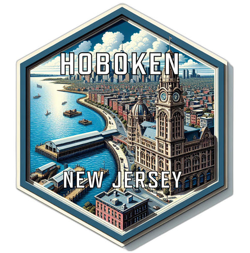 Hoboken New Jersey Souvenir Travel Destination Die Cut Hexagon Fridge Magnet 2-Inch