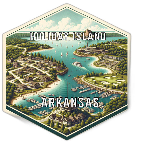 Holiday Island Arkansas Souvenir Travel Destination Die Cut Hexagon Fridge Magnet 2-Inch
