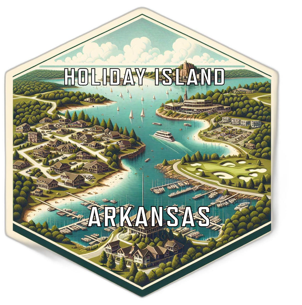Holiday Island Arkansas Souvenir Travel Destination Die Cut Hexagon Fridge Magnet 2-Inch