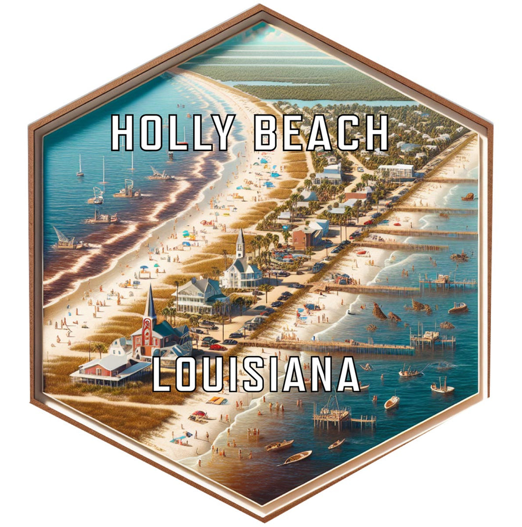 Holly Beach Louisiana Souvenir Travel Destination Die Cut Hexagon Fridge Magnet 2-Inch