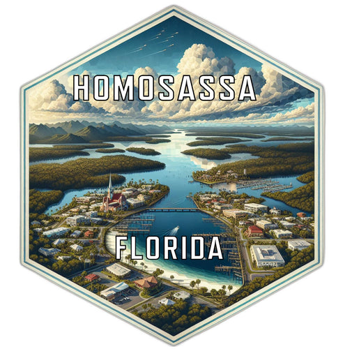 Homosassa Florida Souvenir Travel Destination Die Cut Hexagon Fridge Magnet 6-Inch