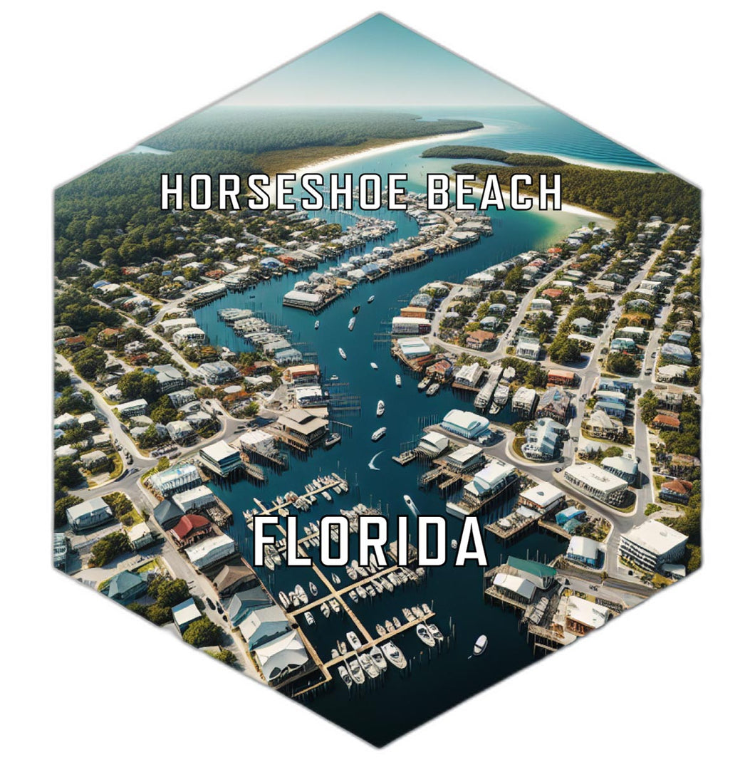 Horseshoe Beach Florida Souvenir Travel Destination Die Cut Hexagon Fridge Magnet 6-Inch
