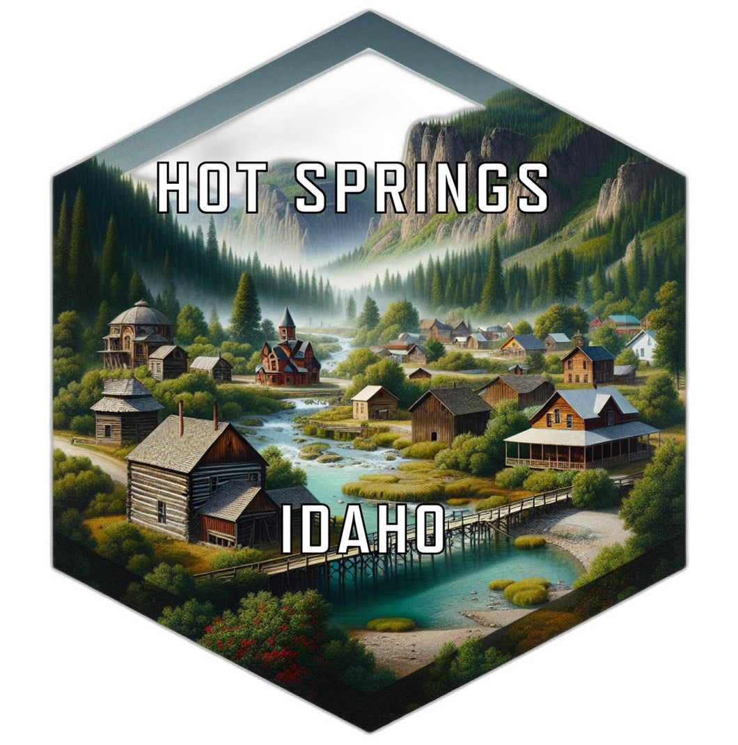 Hot Springs Idaho Souvenir Travel Destination Die Cut Hexagon Fridge Magnet 2-Inch