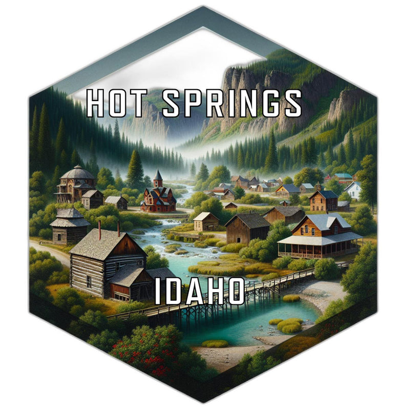 Hot Springs Idaho Souvenir Travel Destination Die Cut Hexagon Fridge Magnet 2-Inch