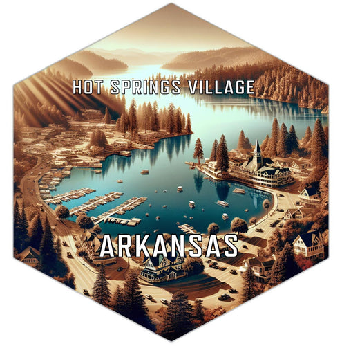 Hot Springs Village Arkansas Souvenir Travel Destination Die Cut Hexagon Fridge Magnet 2-Inch