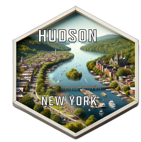 Hudson New York Souvenir Travel Destination Die Cut Hexagon Fridge Magnet 2-Inch
