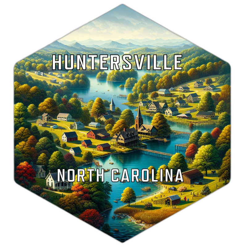 Huntersville North Carolina Souvenir Travel Destination Die Cut Hexagon Fridge Magnet 2-Inch